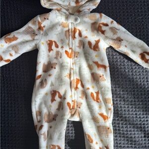 Chick Pea Animal Print Footie - Cream and Brown